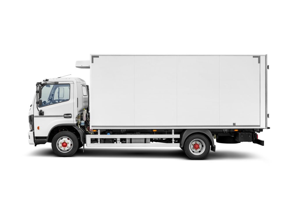 White small clean delivery truck ready for your design isolated on white.